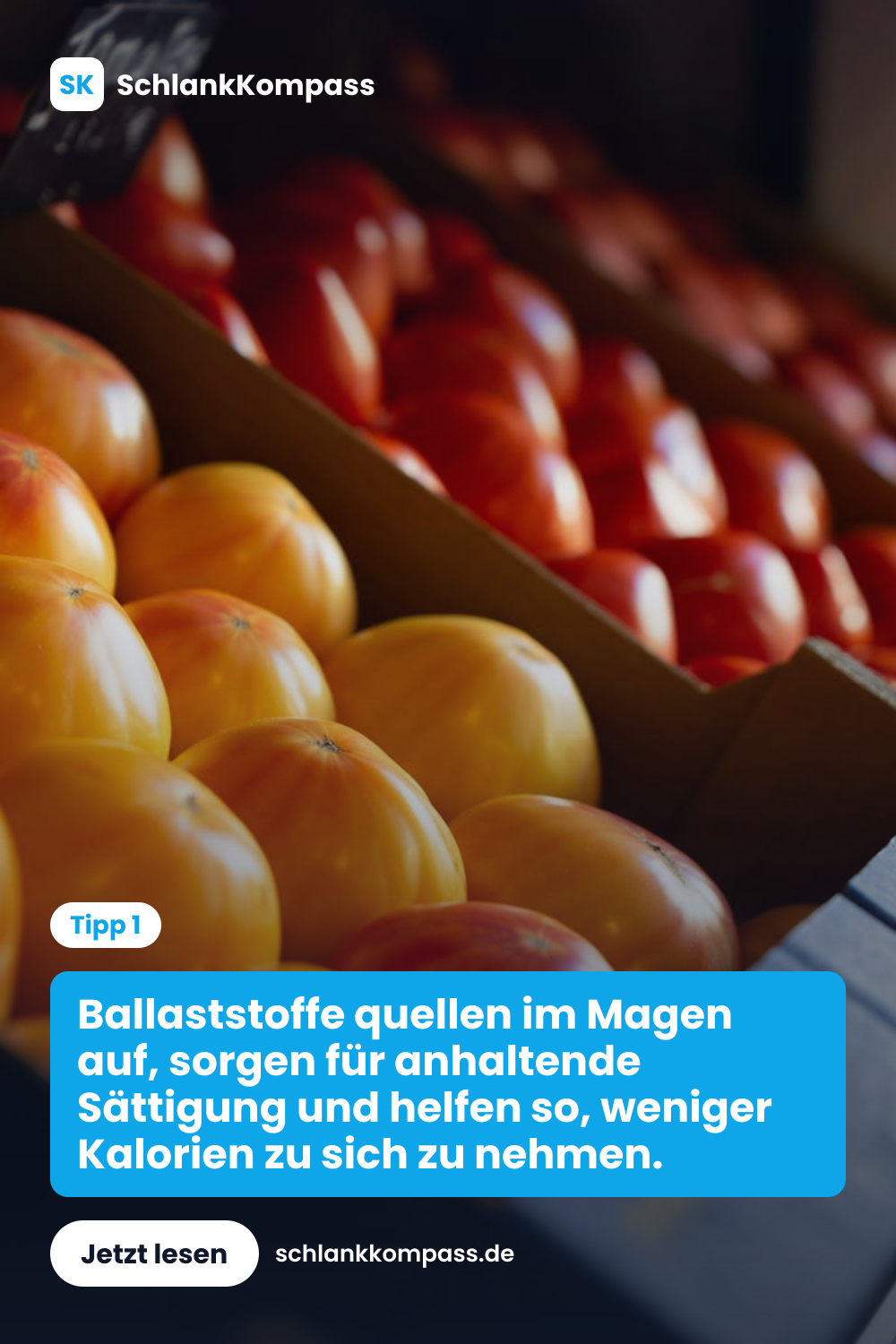 Ballaststoffe quellen im Magen auf, sorgen für anhaltende Sättigung und helfen so, weniger Kalorien zu sich zu nehmen.