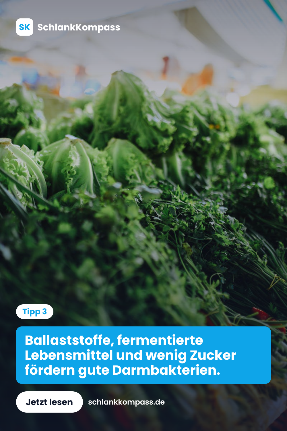 Ballaststoffe, fermentierte Lebensmittel und wenig Zucker fördern gute Darmbakterien.